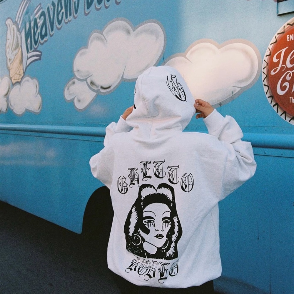 Ghetto Rodeo White Graphic Hoodie